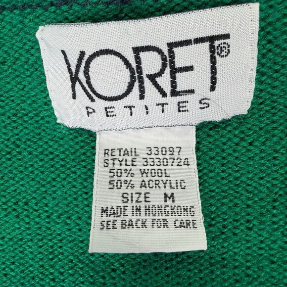 Old Money Nautical Wool Blend Cardigian Sweater Koret Petites GrandmaCore Sz M - Picture 6 of 7